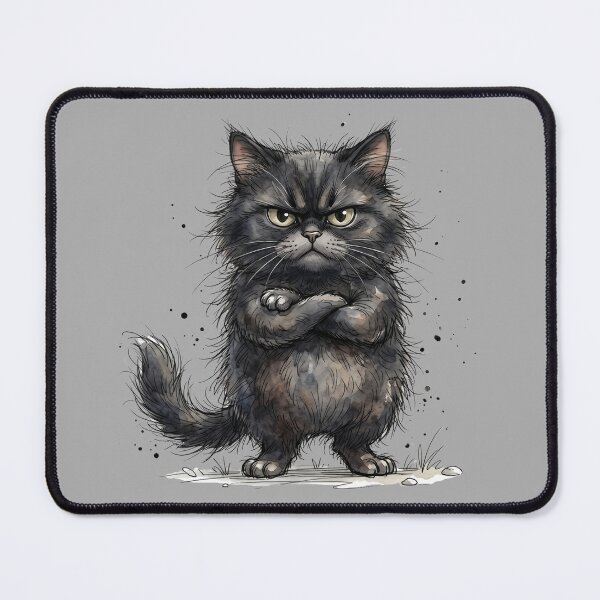Item preview, Cute Angry Black Cat Crossing Paws Grumpy Moody Art designed and sold by BreezifyDesignStudio.