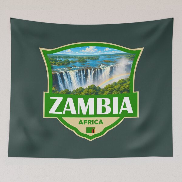 Item preview, Zambia Illustration Retro Badge designed and sold by KrisSidDesigns.