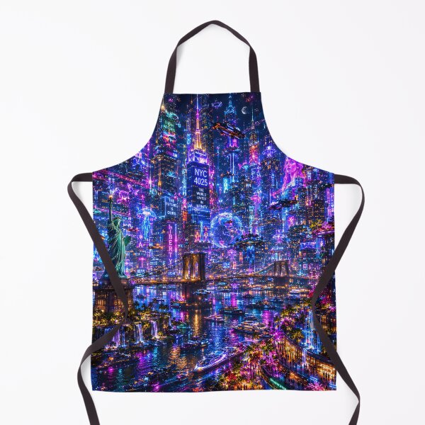 Item preview, New York 4025 Cyberpunk Cityscape | Futuristic Neon Skyline with Flying Cars and Holograms designed and sold by RockyLambda.