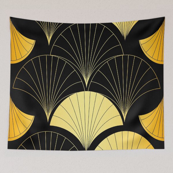 Item preview, Asian Art Deco Gold-Hues Gradient Fan Pattern designed and sold by DEC02.