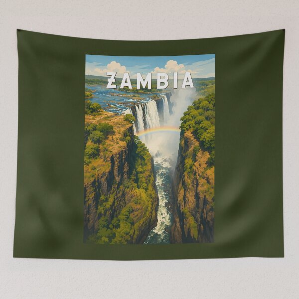 Item preview, Zambia Illustration Travel Art Vintage designed and sold by KrisSidDesigns.