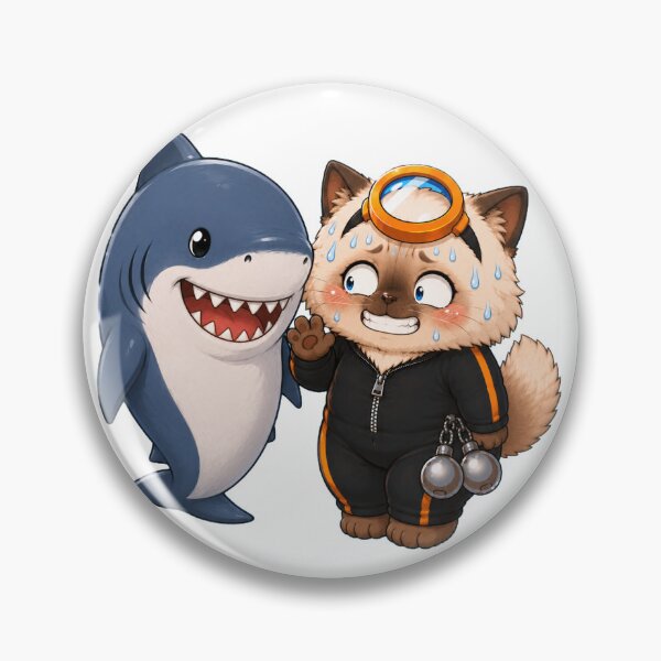Item preview, KOREA HAENAM - Cute Chibi Ragdoll Cat Nervous Shark Sticker designed and sold by KOREA-HAENAM.