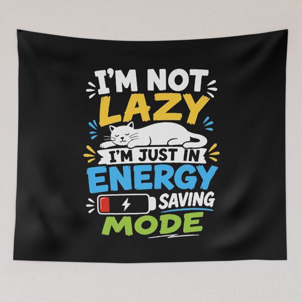 Item preview, I'm Not Lazy, I'm Just in Energy Saving Mode - Lazy Cat - For Black or Dark Colors designed and sold by ShirtRemarks.
