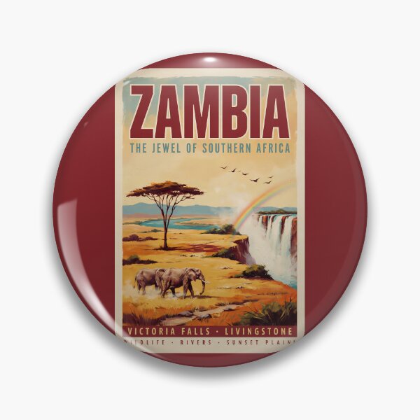 Item preview, Zambia Landscape Illustration Travel Art Vintage designed and sold by KrisSidDesigns.