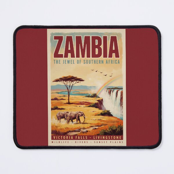 Item preview, Zambia Landscape Illustration Travel Art Vintage designed and sold by KrisSidDesigns.