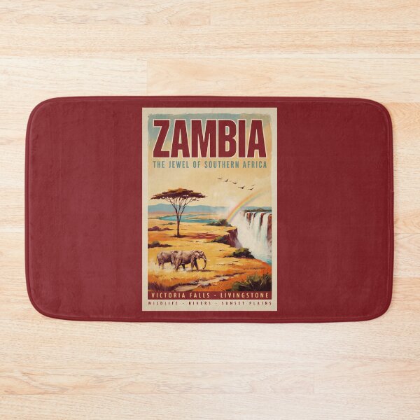 Item preview, Zambia Landscape Illustration Travel Art Vintage designed and sold by KrisSidDesigns.