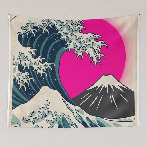 Item preview, Japanese Wave Mountain Sunset Art designed and sold by gopurartwork69.