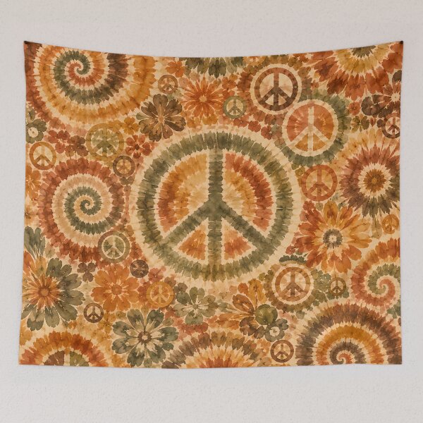 Item preview, Earth Tone Peace Sign Tie Dye Bohemian Hippie designed and sold by PinUpPizzazz.