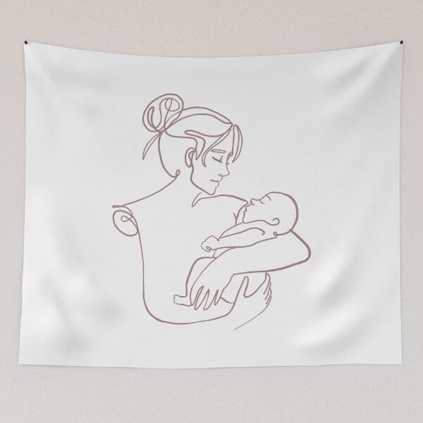 Item preview, mother and baby line art designed and sold by FloFlo8468.