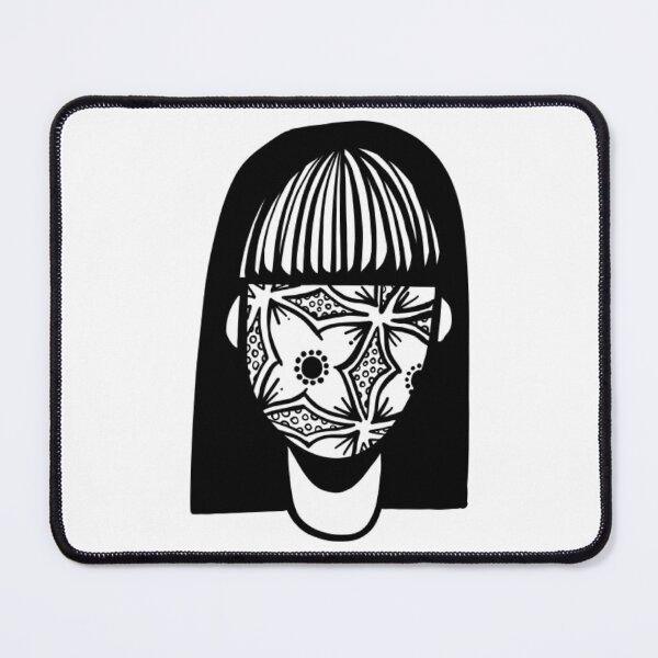 Item preview, Moody Hibiscus Face Bob Haircut Brutalist Portrait Art designed and sold by volkanikstudios.