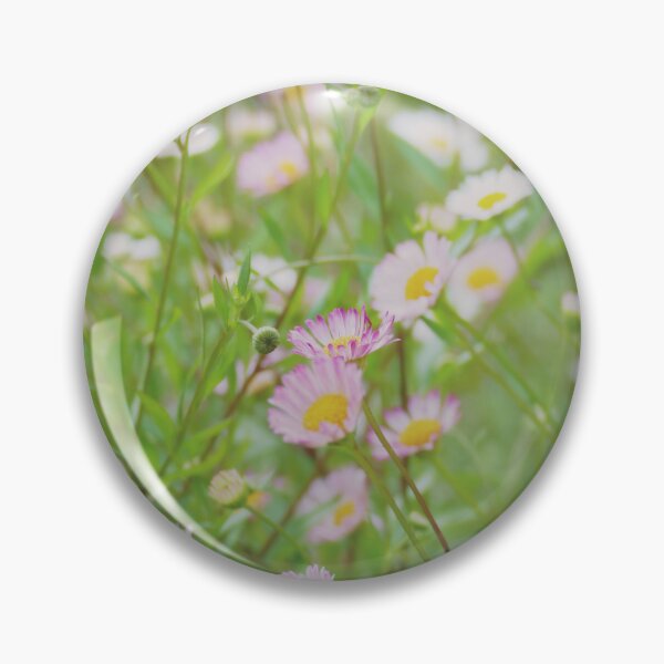 Item preview, Pink and white field daisies on a green background designed and sold by jaynerushton.