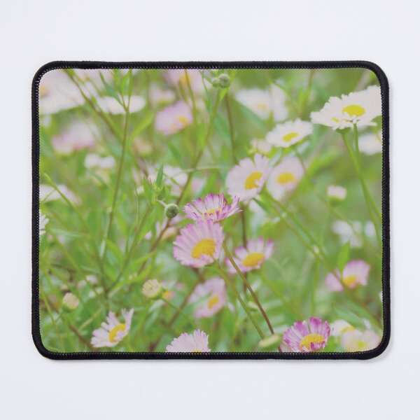 Item preview, Pink and white field daisies on a green background designed and sold by jaynerushton.