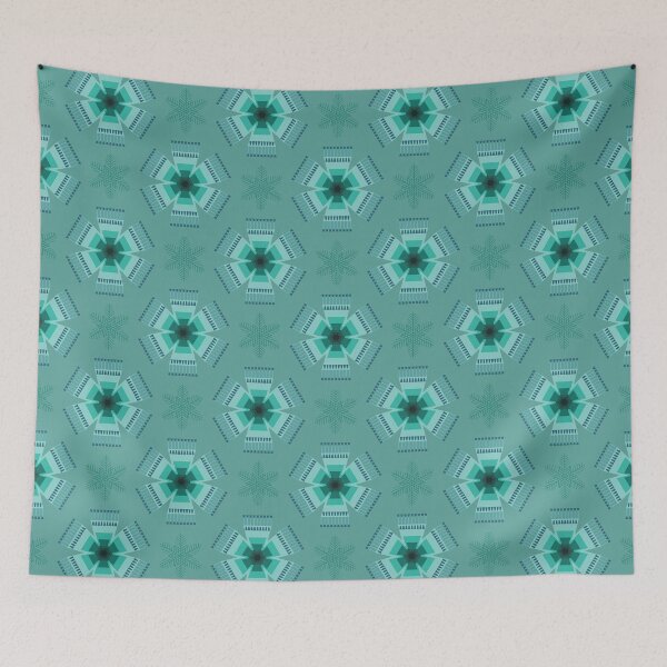Item preview, Teal Geometric Floral Seamless Pattern designed and sold by PowerAntShop.