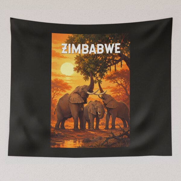 Item preview, Zimbabwe Illustration Travel Art Vintage designed and sold by KrisSidDesigns.