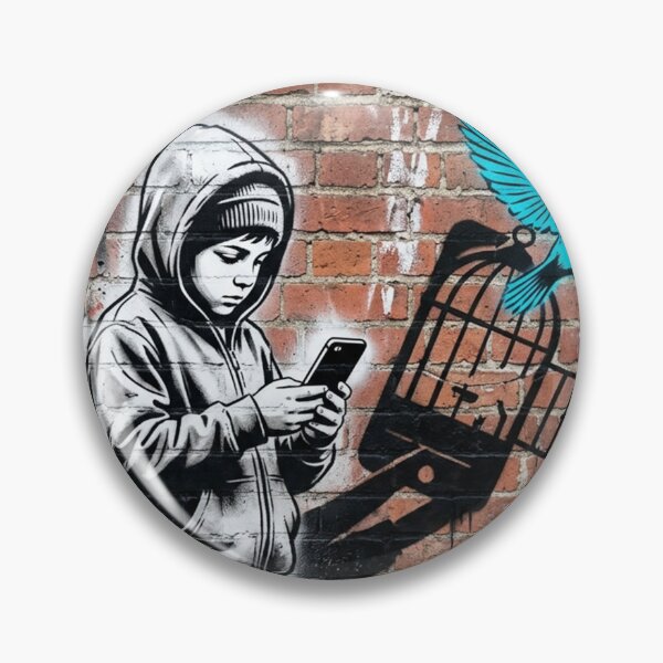 Item preview, Boy Mobile Phone and Bird Cage Urban Art designed and sold by gopurartwork69.