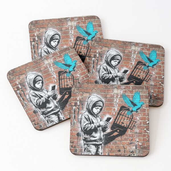 Item preview, Boy Mobile Phone and Bird Cage Urban Art designed and sold by gopurartwork69.