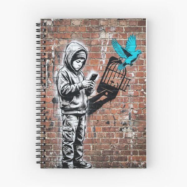 Item preview, Boy Mobile Phone and Bird Cage Urban Art designed and sold by gopurartwork69.