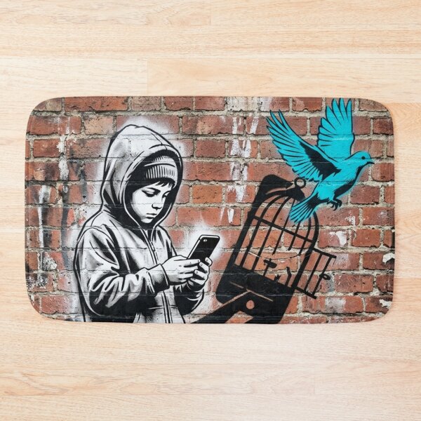 Item preview, Boy Mobile Phone and Bird Cage Urban Art designed and sold by gopurartwork69.