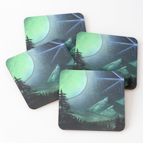 Item preview, Emerald Moon over Mountains at Night designed and sold by Lithium Bananas Studios.