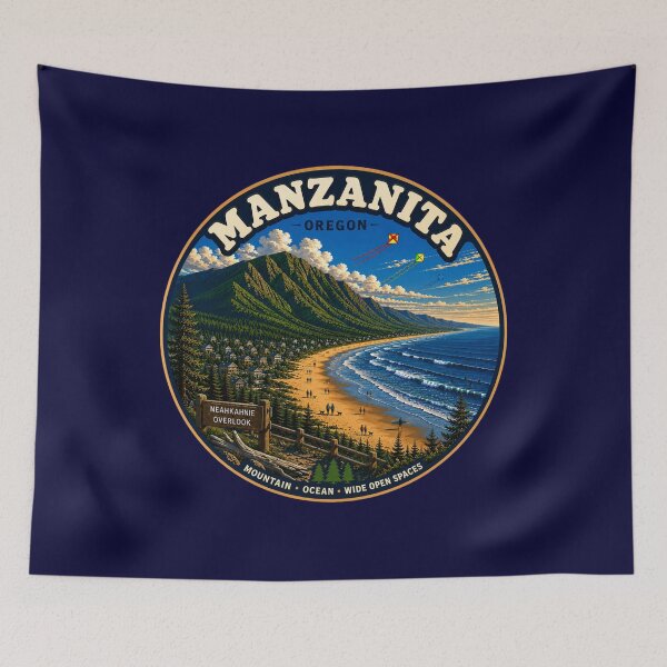 Item preview, Manzanita Oregon Vintage Coastal Badge | Neahkahnie Overlook Beach Travel Sticker designed and sold by Swanny's Custom T-shirt and Gift Designs.