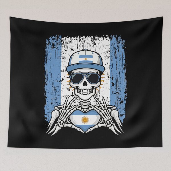 Item preview, Argentinian Pride Skeleton Art Tee designed and sold by Colorful Designs.