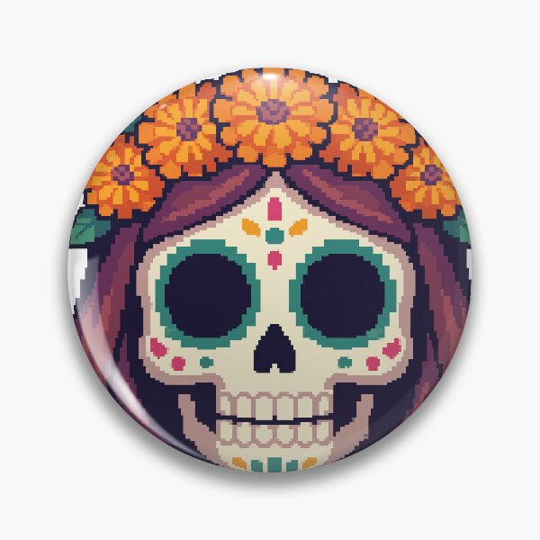 Item preview, PixelBruja Catrina — Dia de los Muertos Pixel Art Sticker designed and sold by PixelBrujeria.