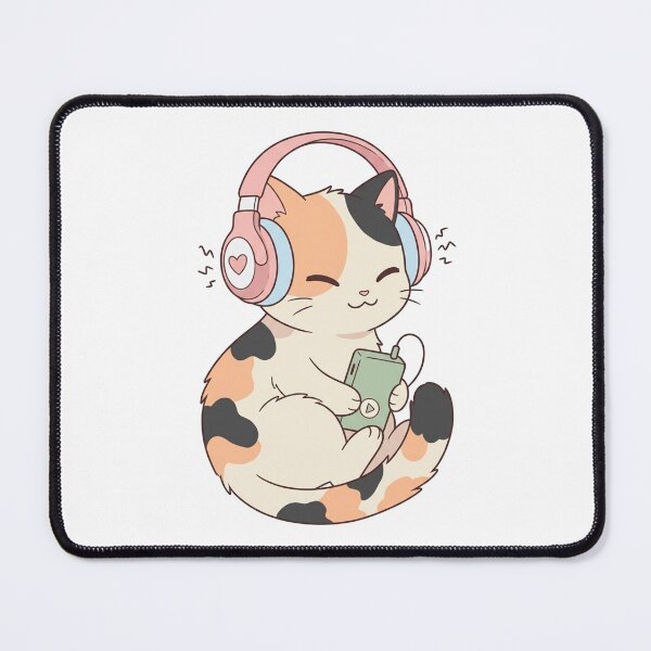Item preview, Cute Cat Listening Music with Headphones Kawaii designed and sold by gopurartwork69.