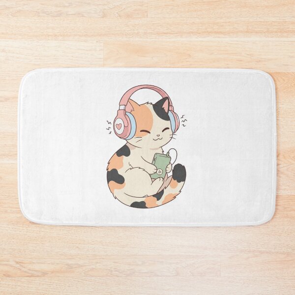 Item preview, Cute Cat Listening Music with Headphones Kawaii designed and sold by gopurartwork69.