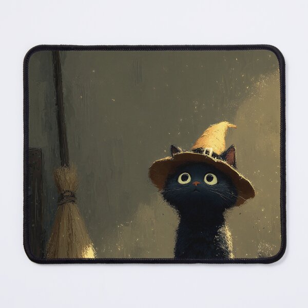Item preview, Cute Black Witch Cat with Magic Broomstick designed and sold by colorful-white.