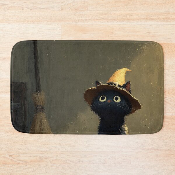 Item preview, Cute Black Witch Cat with Magic Broomstick designed and sold by colorful-white.