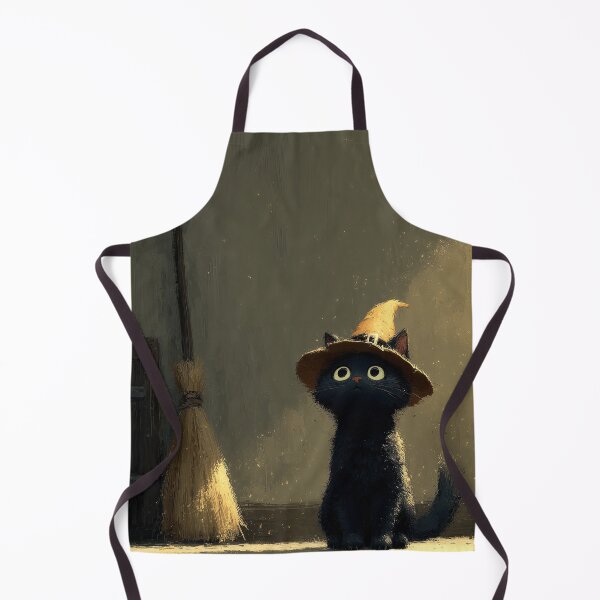 Item preview, Cute Black Witch Cat with Magic Broomstick designed and sold by colorful-white.