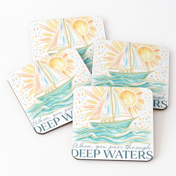 Item preview, Pass Through Deep Waters Christian Summer | Faith Bible Verse Retro Beach Design designed and sold by ronakris009.
