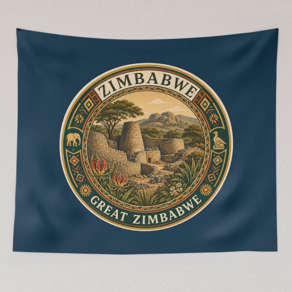 Item preview, Zimbabwe Illustration Travel Art Badge designed and sold by KrisSidDesigns.