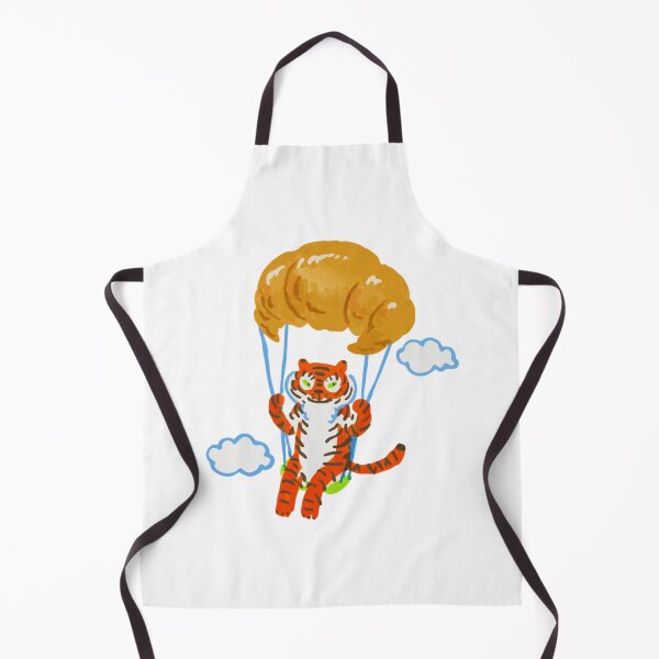 Item preview, Cute Tiger Parachuting with Croissant Whimsical Food designed and sold by Segasworks.