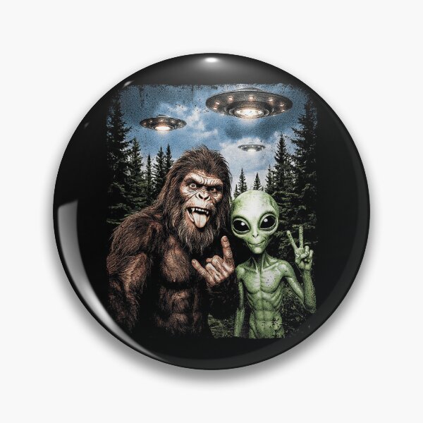Item preview, Bigfoot Alien Selfie Rock On Peace Sign  designed and sold by jigglywinx.