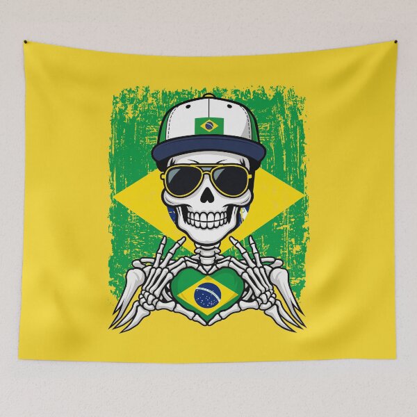 Item preview, Brazil Football Skeleton - Brazilian Pride & Soccer Art Tee designed and sold by Colorful Designs.