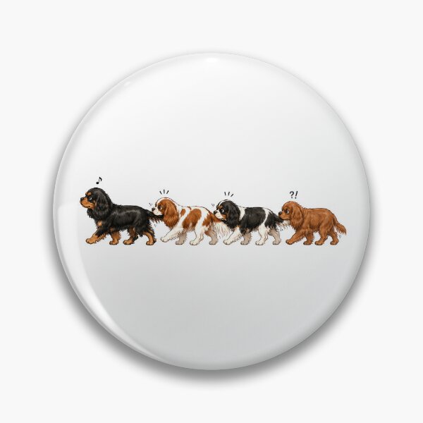 Item preview, Walking Cavalier King Charles Spaniels | Four Colors Watercolor Dog Art designed and sold by SakuraWaStyle.