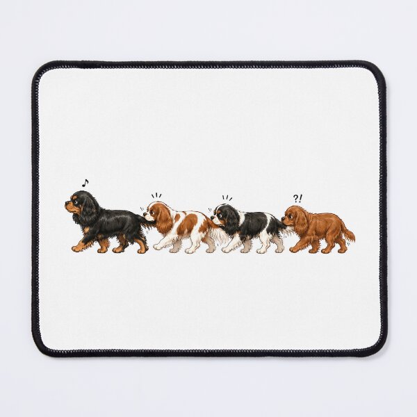 Item preview, Walking Cavalier King Charles Spaniels | Four Colors Watercolor Dog Art designed and sold by SakuraWaStyle.