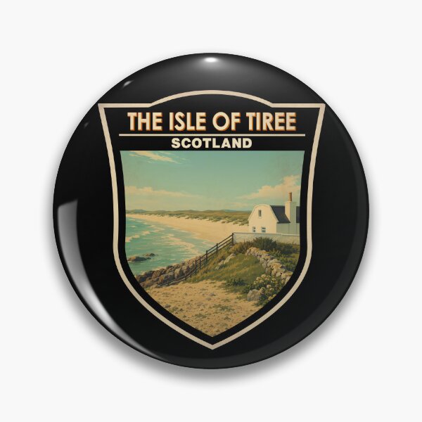 Item preview, Isle of Tiree Scotland Illustration Travel Art Badge designed and sold by KrisSidDesigns.