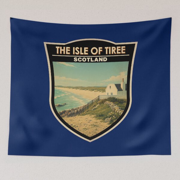 Item preview, Isle of Tiree Scotland Illustration Travel Art Badge designed and sold by KrisSidDesigns.