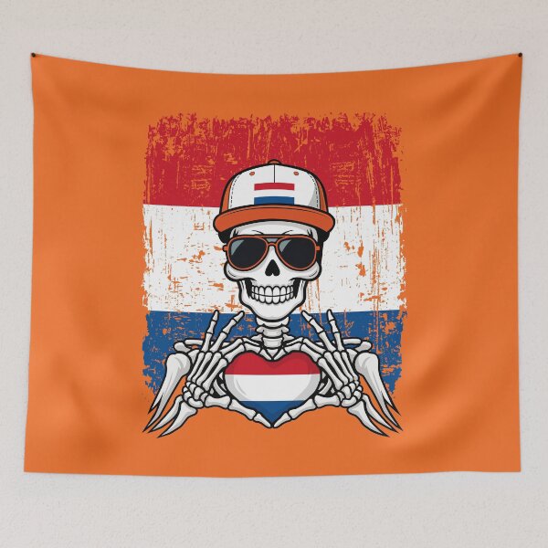 Item preview, Dutch Pride Skeleton Art - Netherlands Football & Orange Spirit Tee designed and sold by Colorful Designs.