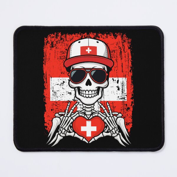 Item preview, Swiss Pride Skeleton Art - Switzerland Football & Swiss Cross Spirit Tee designed and sold by Colorful Designs.