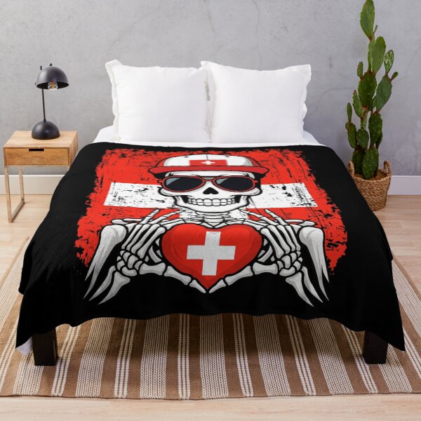 Item preview, Swiss Pride Skeleton Art - Switzerland Football & Swiss Cross Spirit Tee designed and sold by Colorful Designs.
