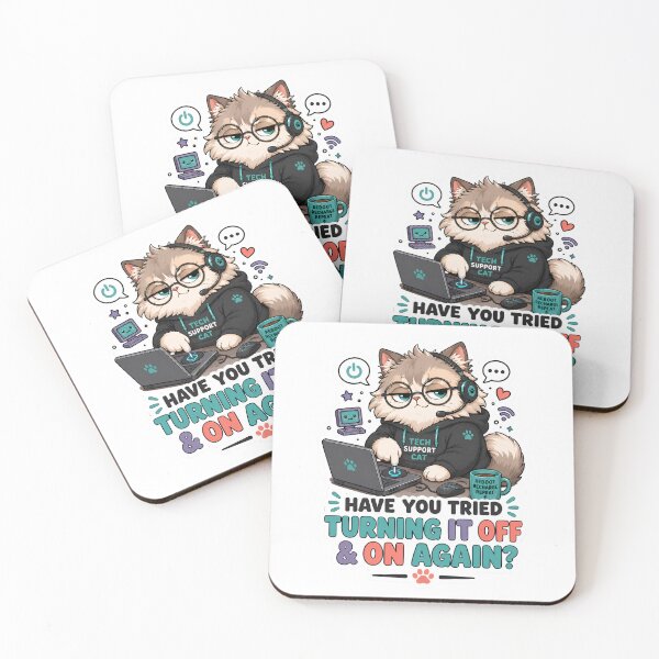 Item preview, Tech Support Cat Turning It Off Again designed and sold by MoodCats.
