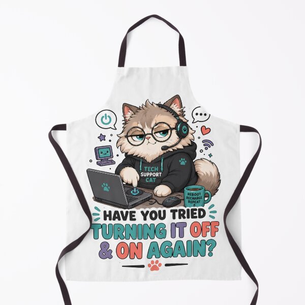 Item preview, Tech Support Cat Turning It Off Again designed and sold by MoodCats.