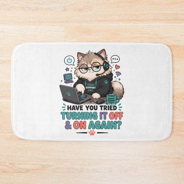 Item preview, Tech Support Cat Turning It Off Again designed and sold by MoodCats.