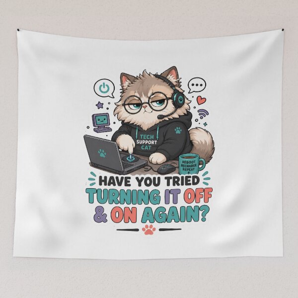 Item preview, Tech Support Cat Turning It Off Again designed and sold by MoodCats.