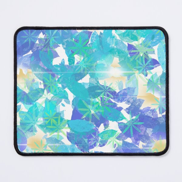 Item preview, Beautiful seamless abstract floral background with blue foliage, green star elements, and bright lens flare effects. designed and sold by AjjimaJKM.