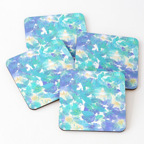 Item preview, Beautiful seamless abstract floral background with blue foliage, green star elements, and bright lens flare effects. designed and sold by AjjimaJKM.