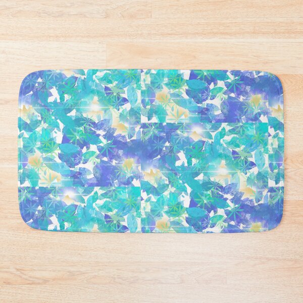 Item preview, Beautiful seamless abstract floral background with blue foliage, green star elements, and bright lens flare effects. designed and sold by AjjimaJKM.
